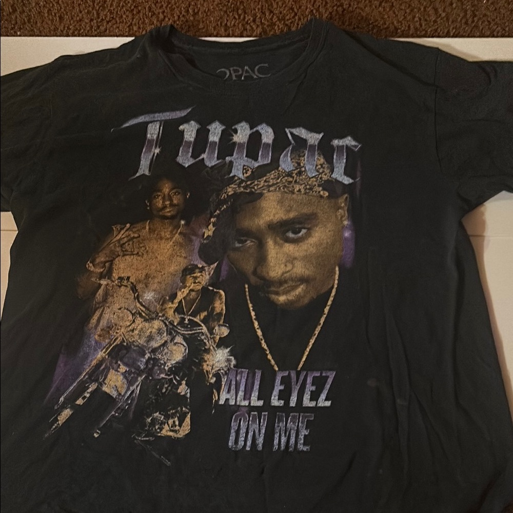 2Pac Graphic Tee in Black and Purple